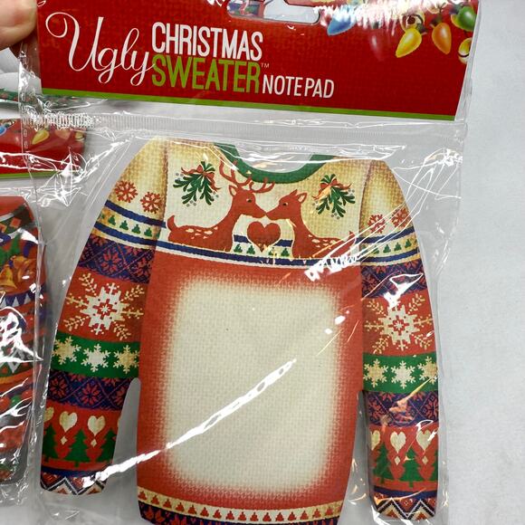 Lot of 4 CrownJewlz Ugly Christmas Sweater Notepads New - Picture 5 of 7